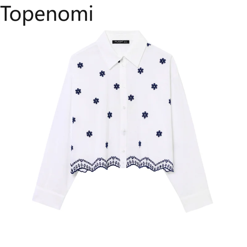 Topenomi Vintage Flower Embroidery Lapel Long Sleeved Shirt Women 2025 New Fashion All Match Lady Crop Top Elegant Blouse Camisa
Topenomi Vintage Flower Embroidery Lapel Long Sleeved Shirt Women 2025 New Fashion All Match Lady Crop Top Elegant Blouse Camisa