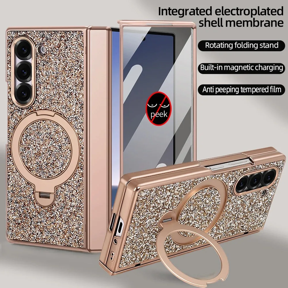 Luxury 360 Rotating Magnetic Shiny Case For Samsung Z Fold 7 6 phone case Protection Tempered Glass Screen kickstand
Luxury 360 Rotating Magnetic Shiny Case For Samsung Z Fold 7 6 phone case Protection Tempered Glass Screen kickstand