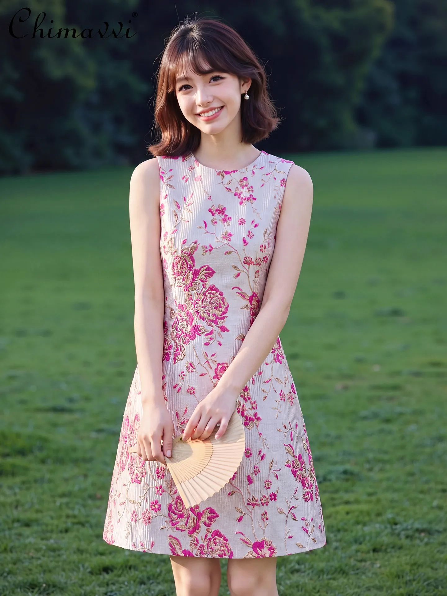 French Elegant Temperament Socialite Crew Neck Sleeveless Fashion Jacquard High Waist A-line Short Party Dress For Women Summer
French Elegant Temperament Socialite Crew Neck Sleeveless Fashion Jacquard High Waist A-line Short Party Dress For Women Summer