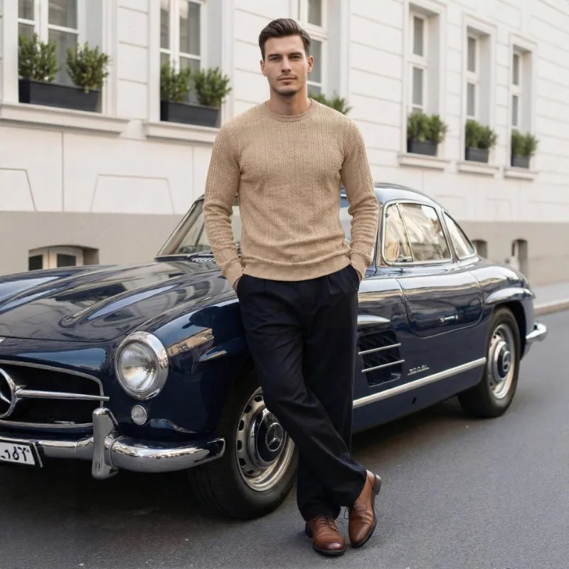 Men's Cable Knit Crew Neck Pullover Sweater Casual Long Sleeve Knitwear for Business Daily Wear Lightweight Soft Knit Top
Men's Cable Knit Crew Neck Pullover Sweater Casual Long Sleeve Knitwear for Business Daily Wear Lightweight Soft Knit Top