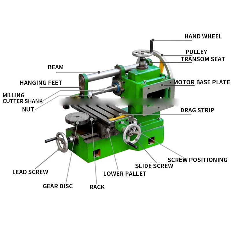 XJ61 Desktop Horizontal Milling Machine/Grinder Slotting Machine Edge Milling Machine Multi-function Tie Rod Hand-cranked Dual-u