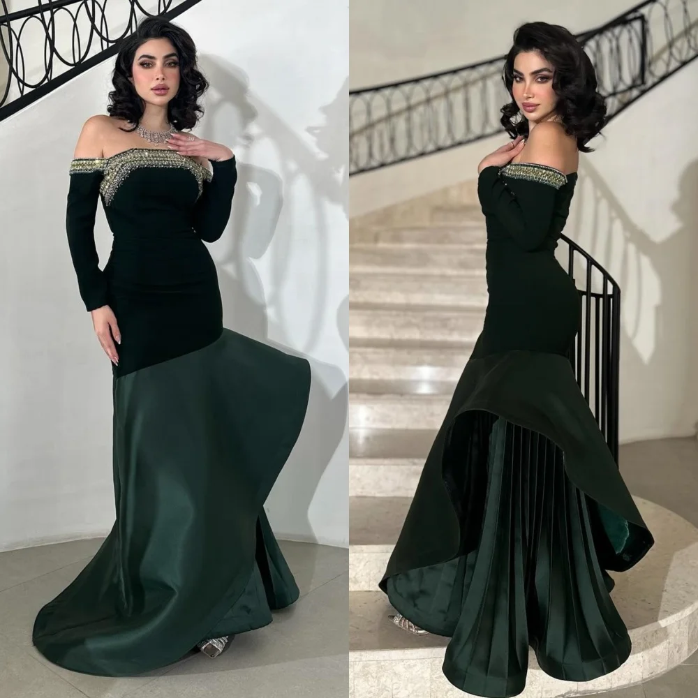 Customized Fashion Jersey Pleat Sequined Mermaid Off-the-shoulder Long Dresses Bespoke Occasion Celebrity Formal
Customized Fashion Jersey Pleat Sequined Mermaid Off-the-shoulder Long Dresses Bespoke Occasion Celebrity Formal