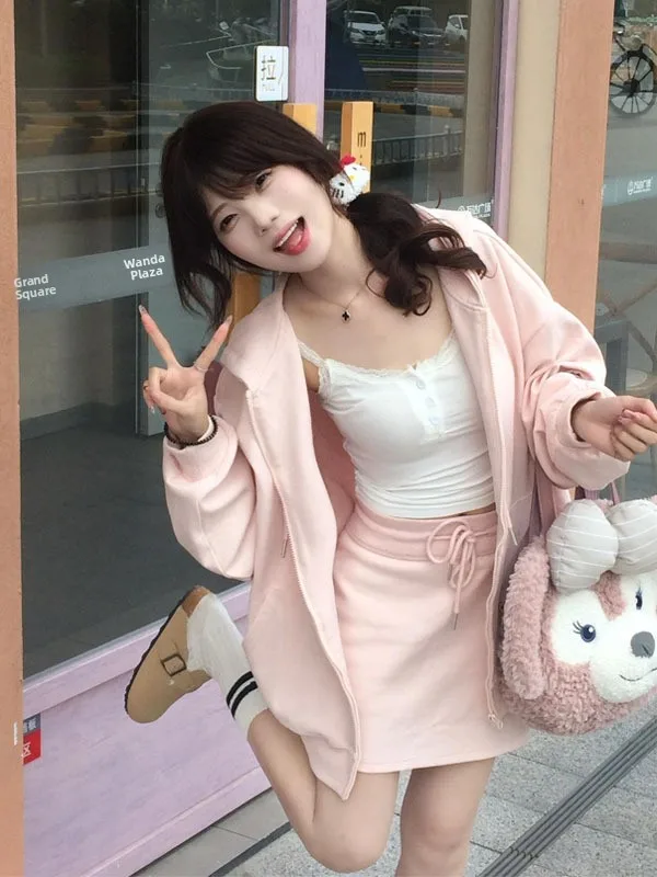 Casual Hoodie Sweatshirt Pink Women's Set High Waist Short Skirt Loose Fit Comfortable Style Autumn Collection Fashion Set
Casual Hoodie Sweatshirt Pink Women's Set High Waist Short Skirt Loose Fit Comfortable Style Autumn Collection Fashion Set