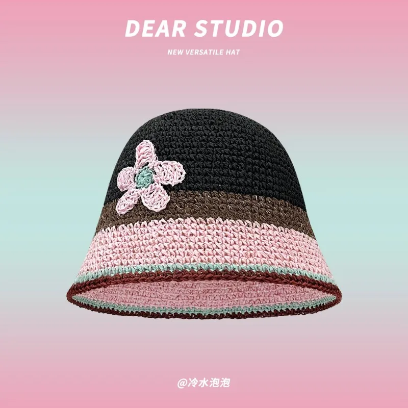 Summer Sweet and Cute Flower Color Matching Handmade Knitted Bucket Hat Women Summer Seaside Vacation Casual Sunshade Sun Cap
Summer Sweet and Cute Flower Color Matching Handmade Knitted Bucket Hat Women Summer Seaside Vacation Casual Sunshade Sun Cap