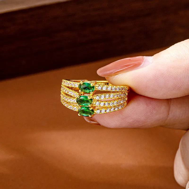 Hollow Multi-layer Zircon-Embedded Line Open Ring Women's 24K Gold AU999 - Matte finish retro line ring, perfect for niche style
Hollow Multi-layer Zircon-Embedded Line Open Ring Women's 24K Gold AU999 - Matte finish retro line ring, perfect for niche style