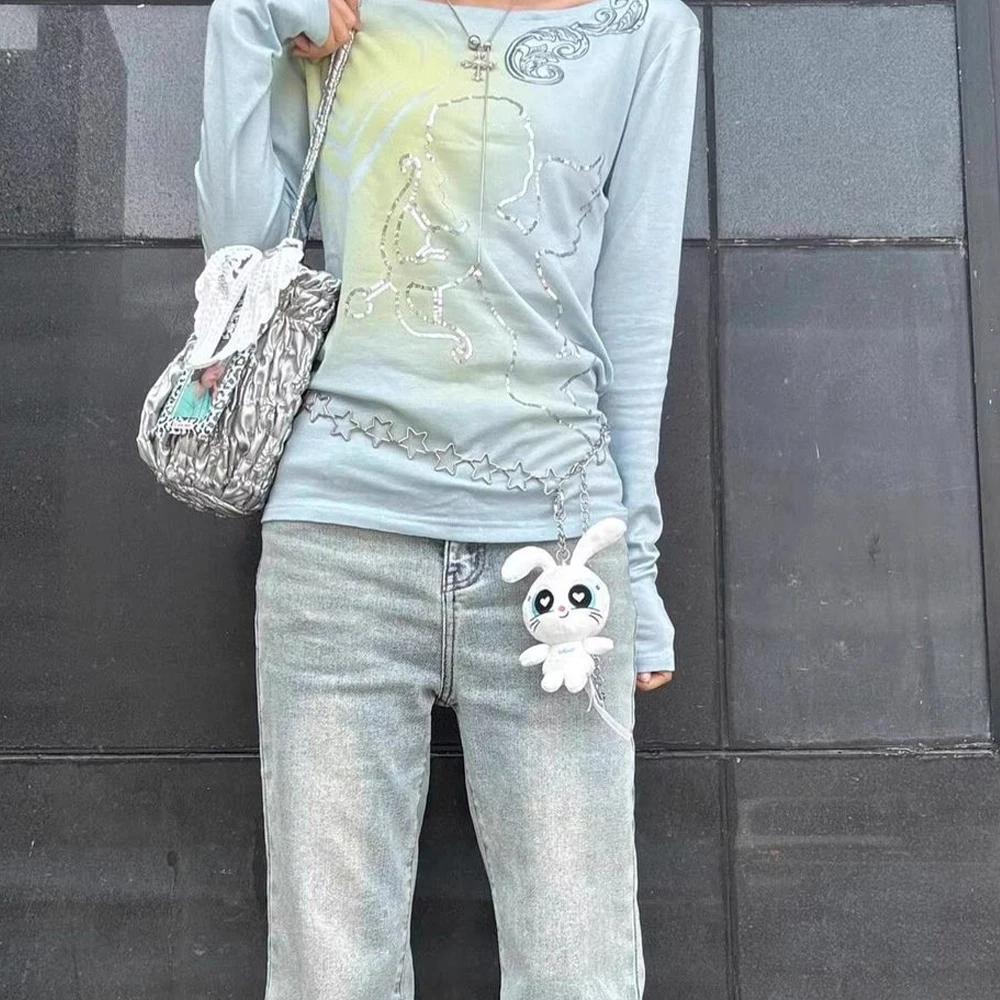 Gothic Japanese Y2K Off Shoulder Tops 2000S Style Fairycore Long Sleeve T-Shirt Vintage Harajuku Cupid Print T Shirt American
Gothic Japanese Y2K Off Shoulder Tops 2000S Style Fairycore Long Sleeve T-Shirt Vintage Harajuku Cupid Print T Shirt American