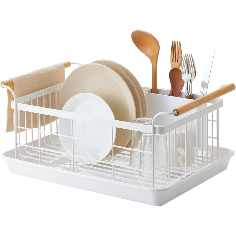 Rack with Removeable Drainer Tray, Kitchen Counter Dish Drying Organizer Holder Steel + Wood One Size White 
Rack with Removeable Drainer Tray, Kitchen Counter Dish Drying Organizer Holder Steel + Wood One Size White
