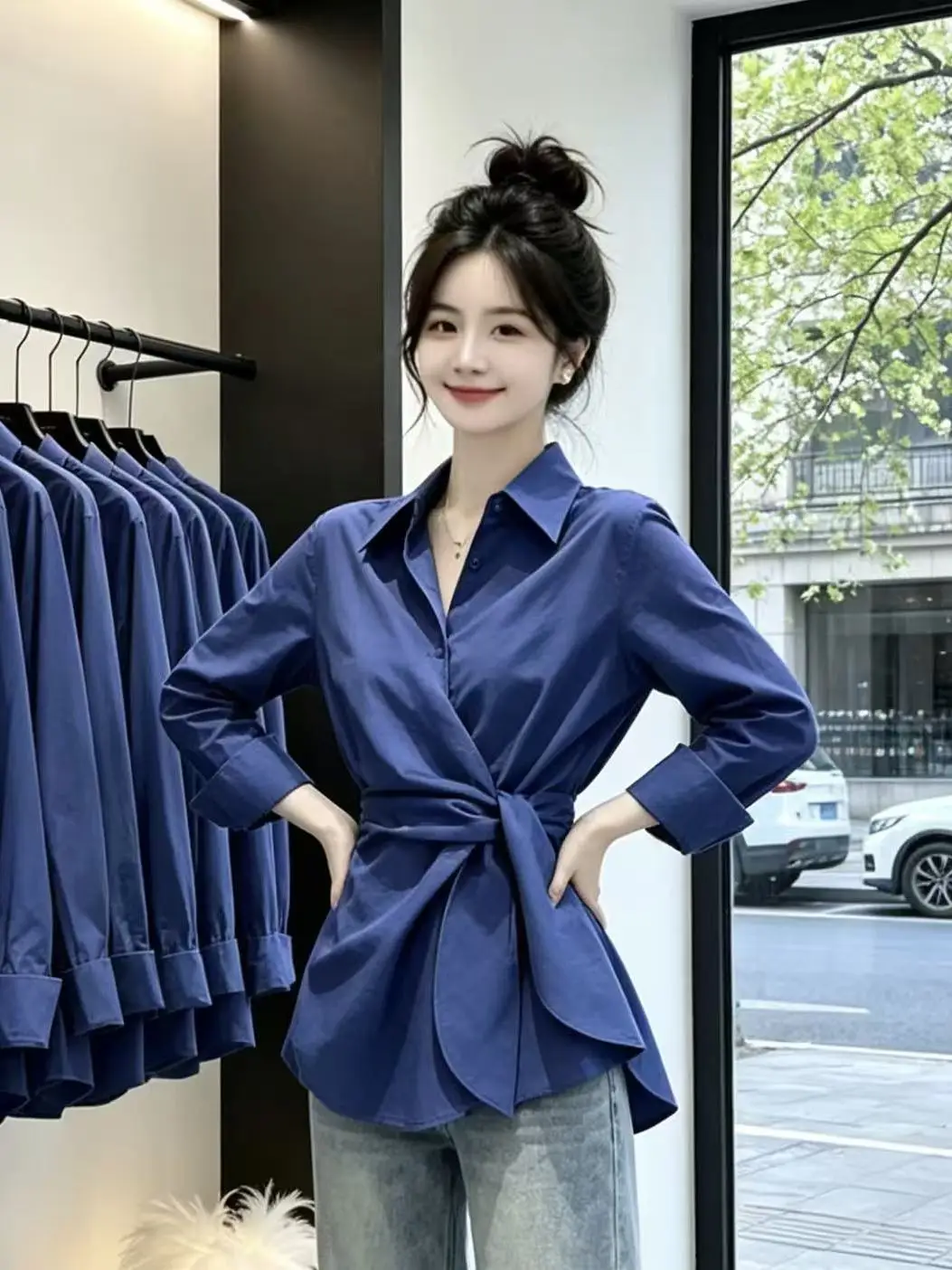 Elegant Fashionable Design High Waist Slimming Shirt Women's Premium Quality Belted Cover up Shirt Stylish Goddess Style Top
Elegant Fashionable Design High Waist Slimming Shirt Women's Premium Quality Belted Cover up Shirt Stylish Goddess Style Top