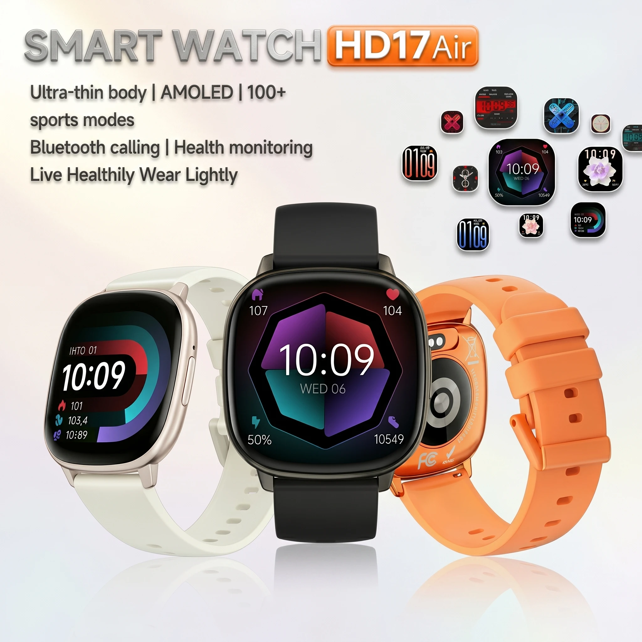 HD17 Air Smart Watch 1.73" AMOLED NFC Bluetooth Call Sport Fitness Tracker Waterproof Outdoor Smartwatch for Men Women Travel
HD17 Air Smart Watch 1.73" AMOLED NFC Bluetooth Call Sport Fitness Tracker Waterproof Outdoor Smartwatch for Men Women Travel