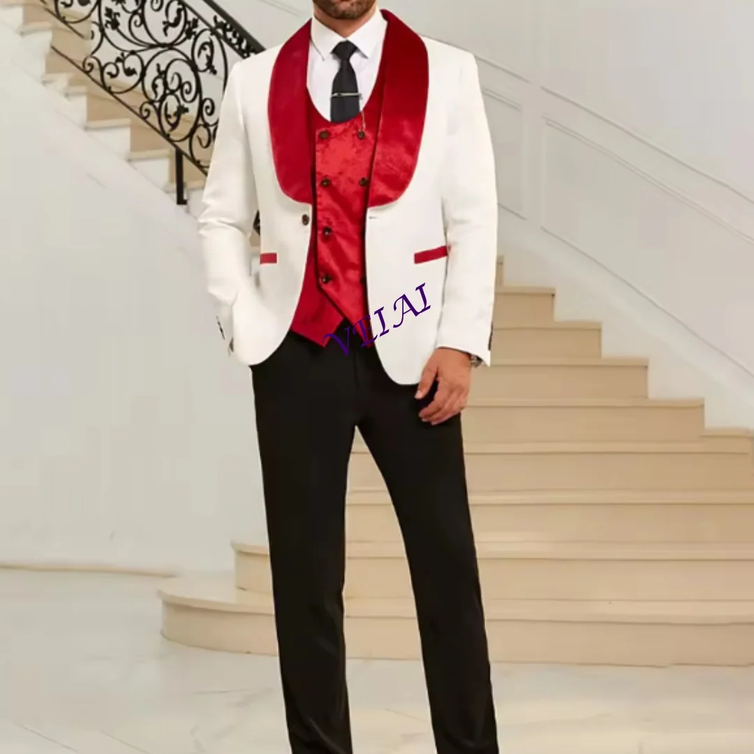 Formal Men's 3 Piece Suits Elegant One-Button Shawl Lapel Slim Fit Blazer High Quality Wedding Jacket Pants Vest Full Customized
Formal Men's 3 Piece Suits Elegant One-Button Shawl Lapel Slim Fit Blazer High Quality Wedding Jacket Pants Vest Full Customized