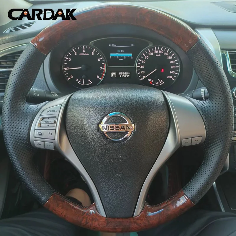 Black Leather Wood Carbon Leather Car Steering Wheel Cover for Nissan Qashqai Altima Teana Rogue 2014-2018
Black Leather Wood Carbon Leather Car Steering Wheel Cover for Nissan Qashqai Altima Teana Rogue 2014-2018