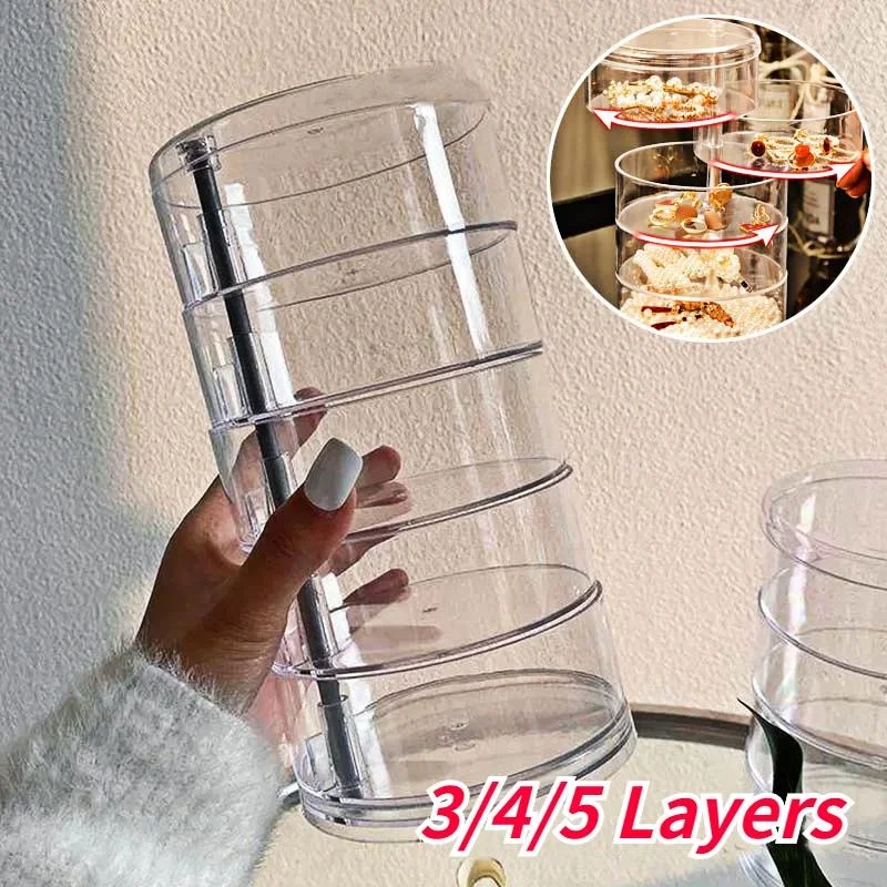 Rotating Jewelry Storage Box for Makeup Storage Rack Bracelet Earring Round Plastic Organizer Holder Display Rack with Cover
Rotating Jewelry Storage Box for Makeup Storage Rack Bracelet Earring Round Plastic Organizer Holder Display Rack with Cover