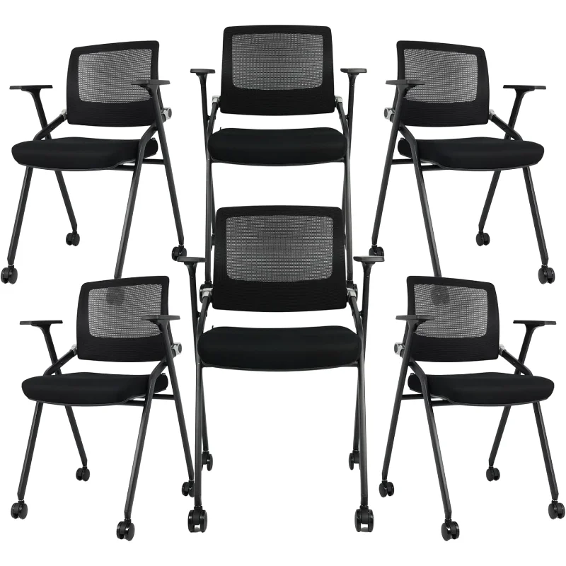 6 Pack Foldable Office Chairs with Wheels, Mesh Back, Arms and Portable - Folding Office Chairs Stackable for Conference Room Ch
6 Pack Foldable Office Chairs with Wheels, Mesh Back, Arms and Portable - Folding Office Chairs Stackable for Conference Room Ch
