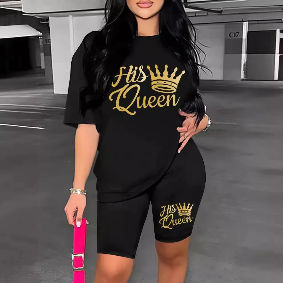 Letter Printed Two-piece Suit Women Summer Short Sleeve Casual Round Neck Black T Shirt And Legging Shorts Sets Streetwear
Letter Printed Two-piece Suit Women Summer Short Sleeve Casual Round Neck Black T Shirt And Legging Shorts Sets Streetwear