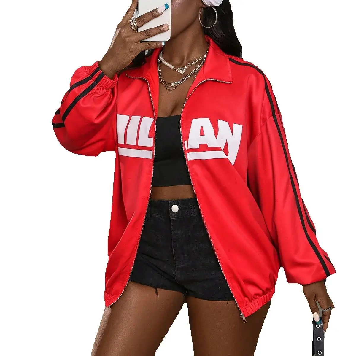 Женская повседневная красная приталенная куртка с длинными рукавами, из тканого материала с буквенным принтом, на молнии, в уличном спортивном стиле, для повседневной носки
Женская повседневная красная приталенная куртка с длинными рукавами, из тканого материала с буквенным принтом, на молнии, в уличном спортивном стиле, для повседневной носки