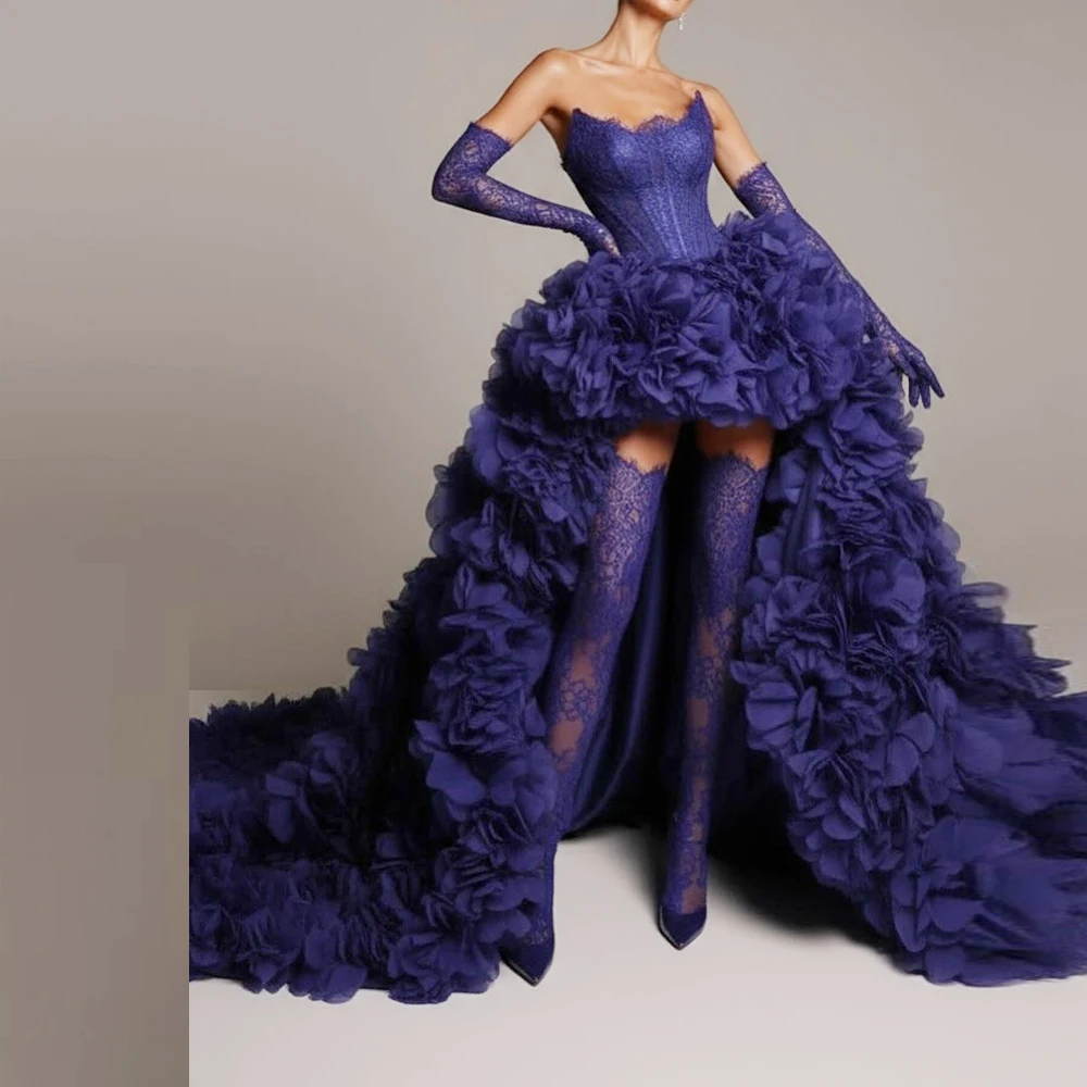 Вечернее платье с высоким и низким цветком по индивидуальному заказу, без рукавов, без бретелек, трапециевидное платье для выпускного вечера с вышивкой, фиолетовое асимметричное вечернее платье
Вечернее платье с высоким и низким цветком по индивидуальному заказу, без рукавов, без бретелек, трапециевидное платье для выпускного вечера с вышивкой, фиолетовое асимметричное вечернее платье
