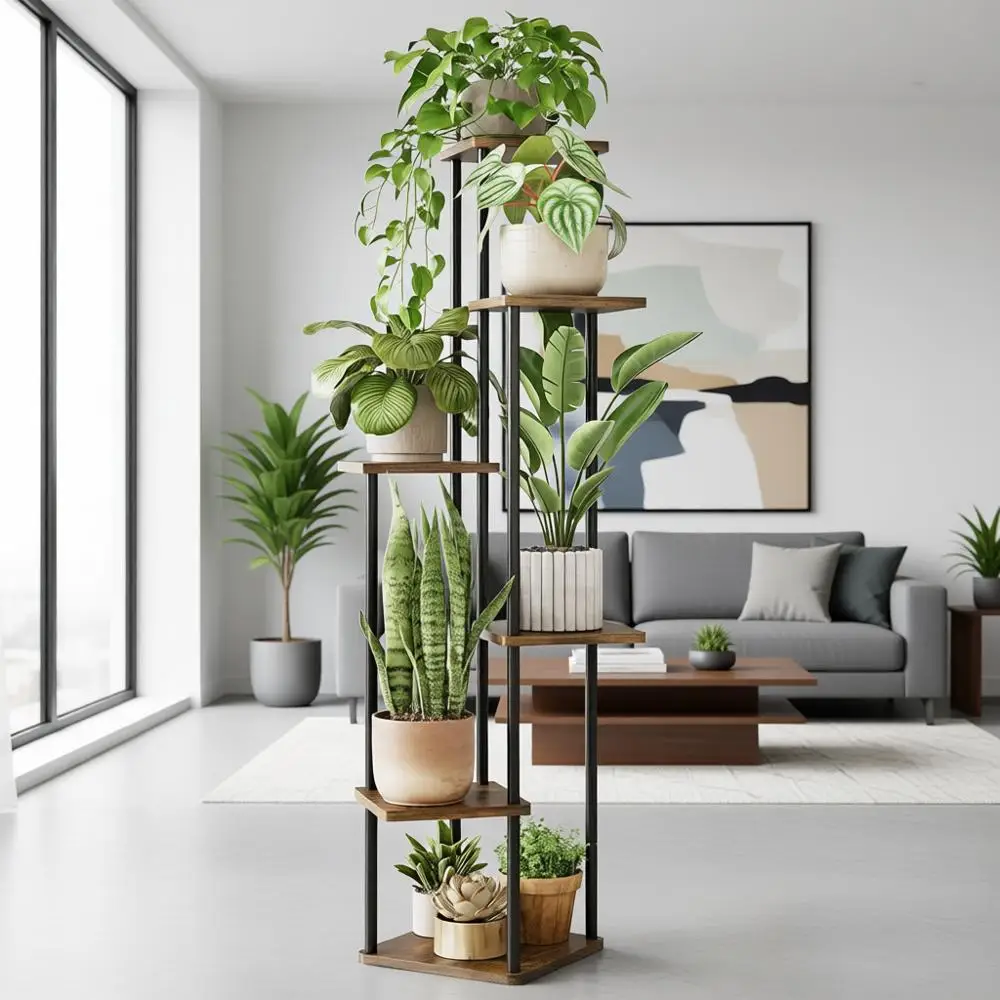 6-Tier Indoor Wooden Plant Stand for Living Room, Bedroom, Balcony, or Patio - Brown Oak Finish
6-Tier Indoor Wooden Plant Stand for Living Room, Bedroom, Balcony, or Patio - Brown Oak Finish