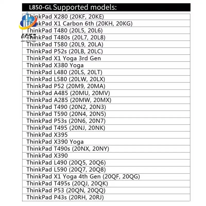 AC57-L850-GL 01AX792 M.2 Card 4G LTE Wireless Module For Lenovo Thinkpad X1 Carbon T480S T580 P52 X280 X390 X395 P53 T490
AC57-L850-GL 01AX792 M.2 Card 4G LTE Wireless Module For Lenovo Thinkpad X1 Carbon T480S T580 P52 X280 X390 X395 P53 T490