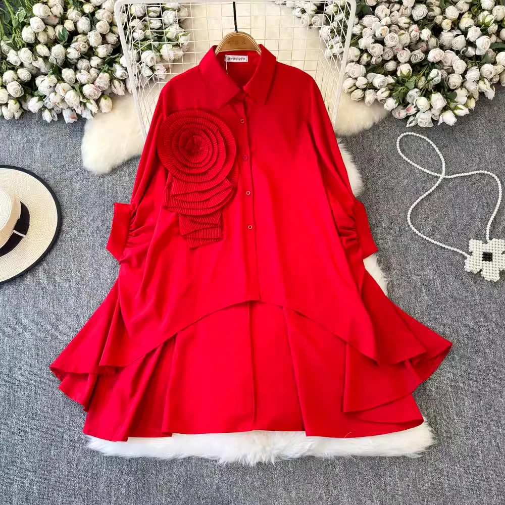 French style light luxury socialite style irregular bat sleeve dress for women's winter three-dimensional flower design super fa
French style light luxury socialite style irregular bat sleeve dress for women's winter three-dimensional flower design super fa