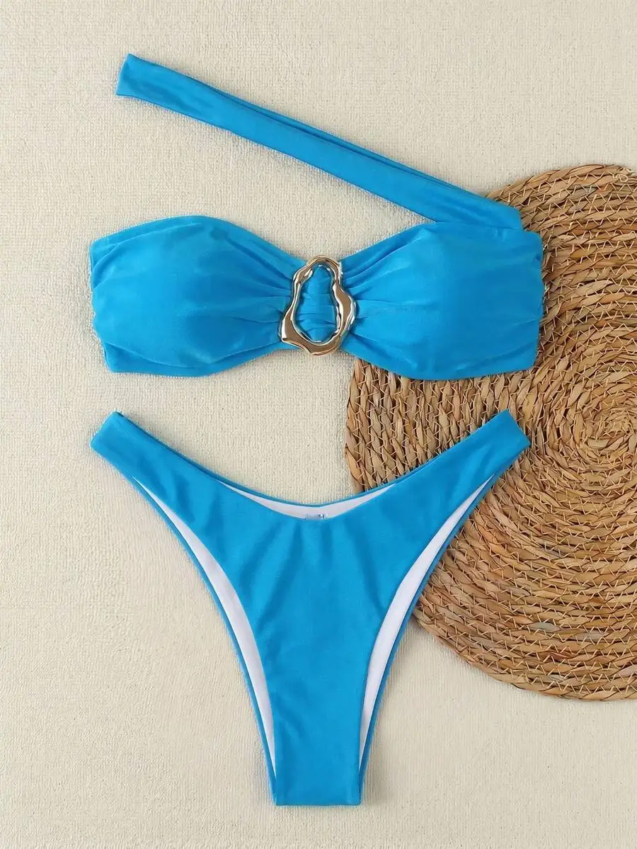 Womens Blue Two Piece Bikini Set With Metal Buckle For Beach Holiday
Womens Blue Two Piece Bikini Set With Metal Buckle For Beach Holiday