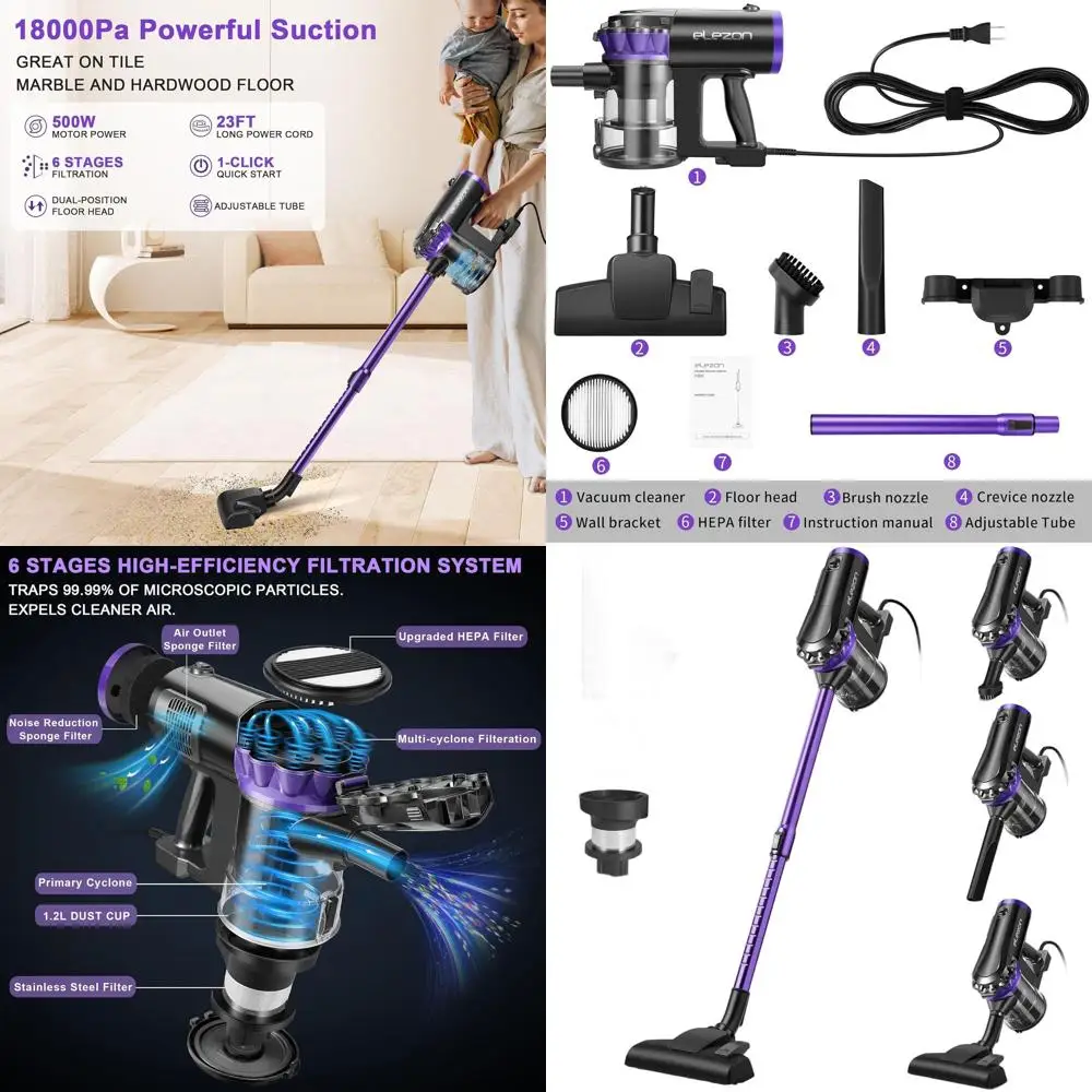 Мощный пылесос 2-в-1 с функцией ручной и вертикальной уборки, 500 Вт, 18 кПа, шнур 7 м, HEPA-фильтр, контейнер для пыли 1,2 л, для уборки твердых полов и плитки.
Мощный пылесос 2-в-1 с функцией ручной и вертикальной уборки, 500 Вт, 18 кПа, шнур 7 м, HEPA-фильтр, контейнер для пыли 1,2 л, для уборки твердых полов и плитки.