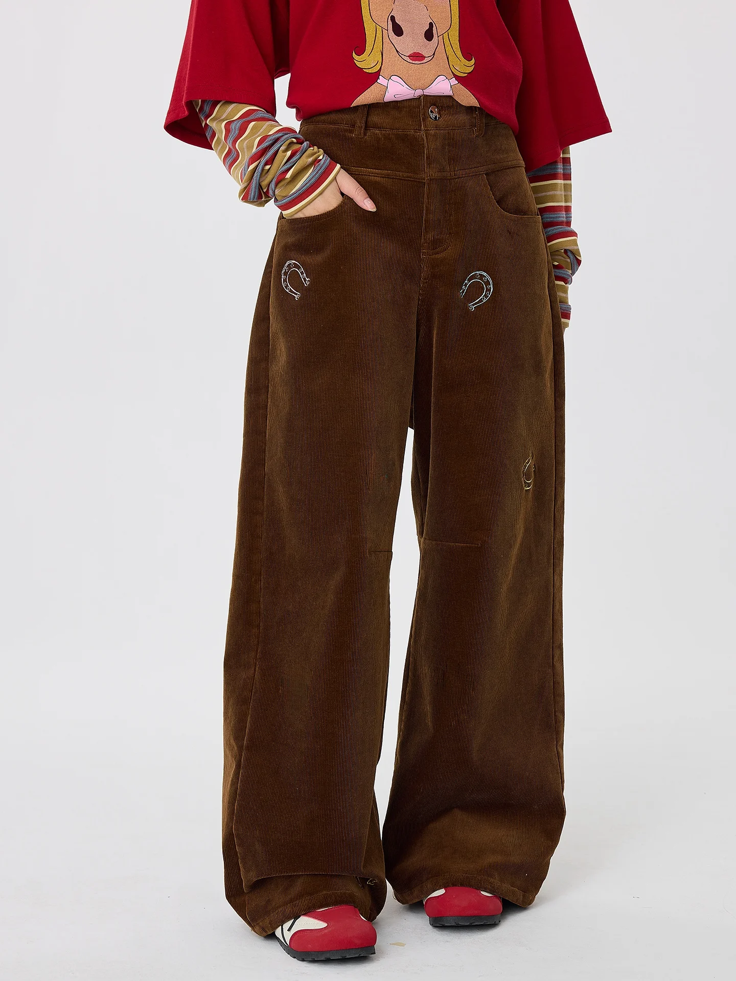 OoFYang Women's Fleece-Lined Bootcut Pants Cafe Color Loose Fit Versatile Long Trousers Casual Retro Style Wide Leg Pants
OoFYang Women's Fleece-Lined Bootcut Pants Cafe Color Loose Fit Versatile Long Trousers Casual Retro Style Wide Leg Pants