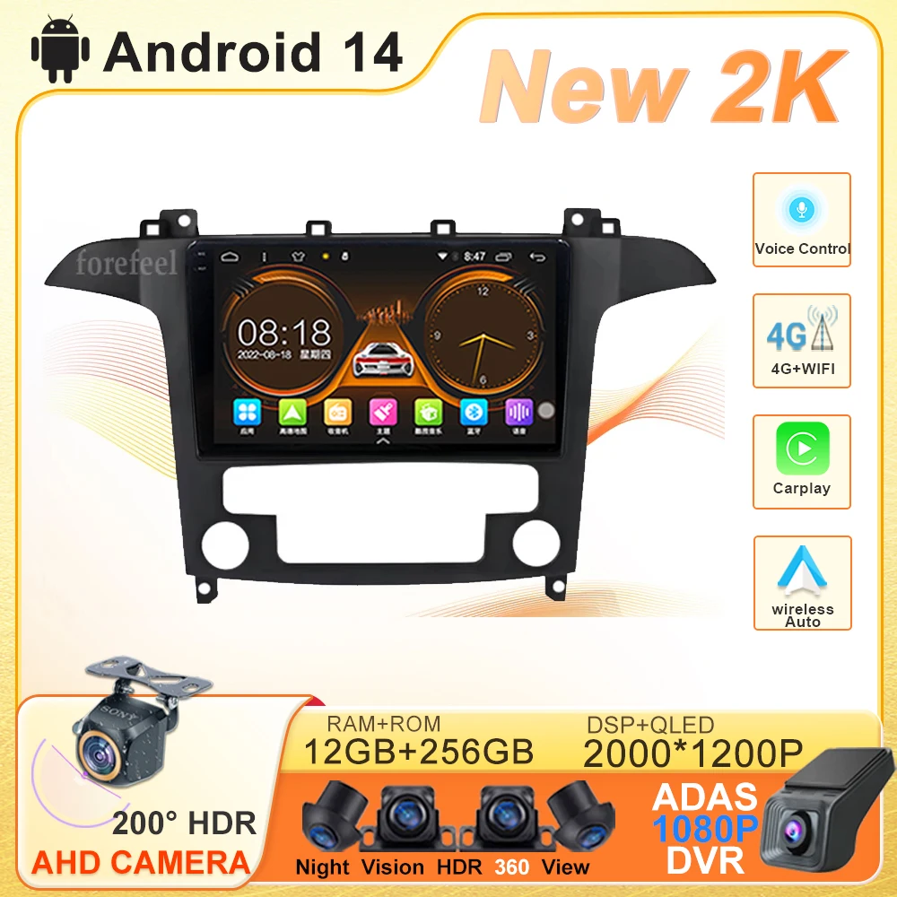 Android 14 Car For Ford S-MAX S MAX 1 2006 - 2015 Stereo Head Unit Touch Screen Multimedia Player GPS Navigation No 2din DVD
Android 14 Car For Ford S-MAX S MAX 1 2006 - 2015 Stereo Head Unit Touch Screen Multimedia Player GPS Navigation No 2din DVD