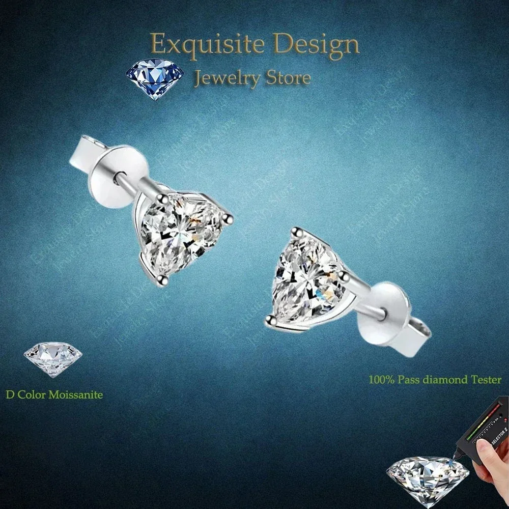 Exquisite Design 1/2 Ct Heart Cut Moissanite Stud Earrings for Women, PT950 Platinum Wedding Earring Fine Jewelry
Exquisite Design 1/2 Ct Heart Cut Moissanite Stud Earrings for Women, PT950 Platinum Wedding Earring Fine Jewelry
