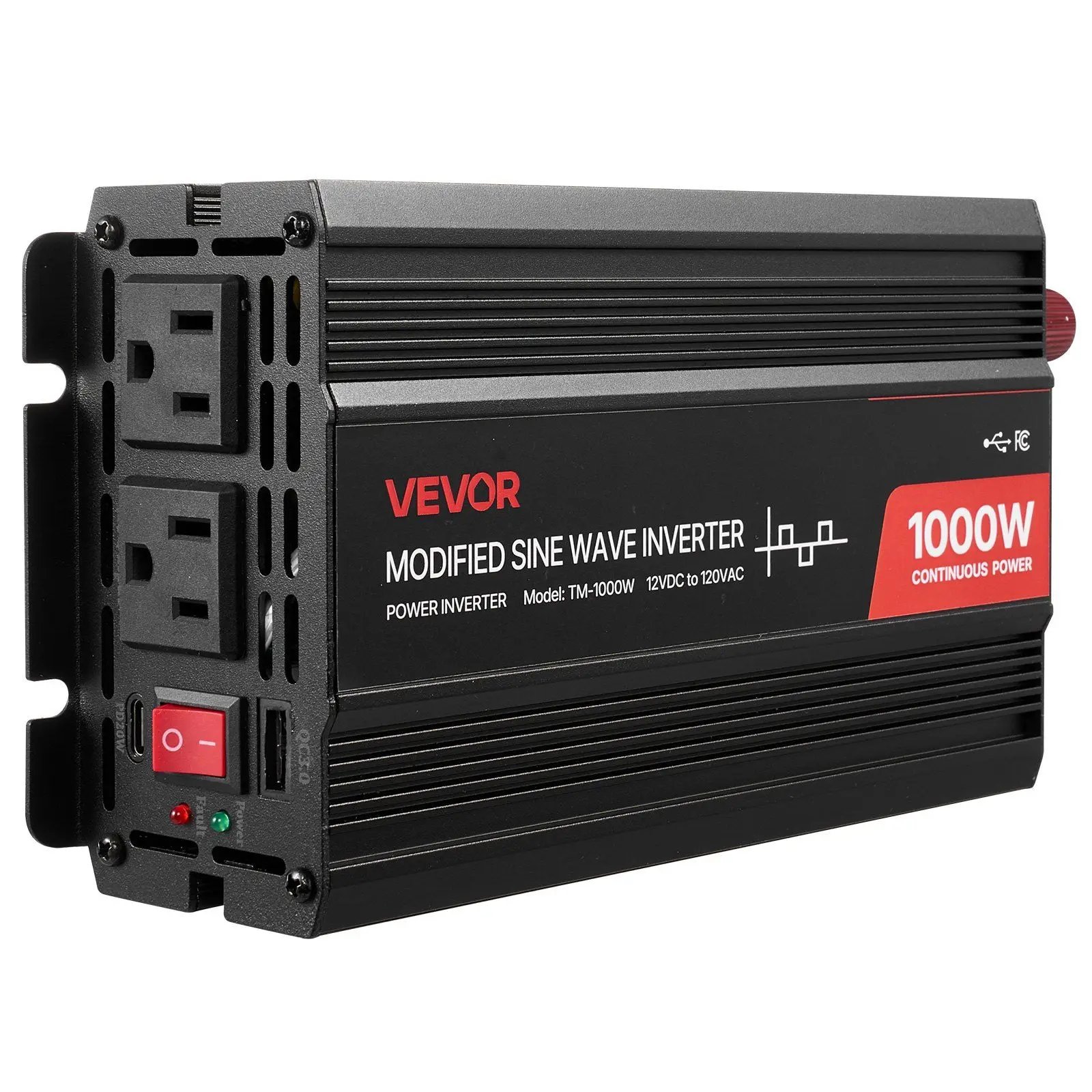 1000W Power Inverter, 12V DC to 120V AC Modified Sine Wave Inverter, Car Charger Converter with USB & Type-C Port, 2 AC Outlets
1000W Power Inverter, 12V DC to 120V AC Modified Sine Wave Inverter, Car Charger Converter with USB & Type-C Port, 2 AC Outlets