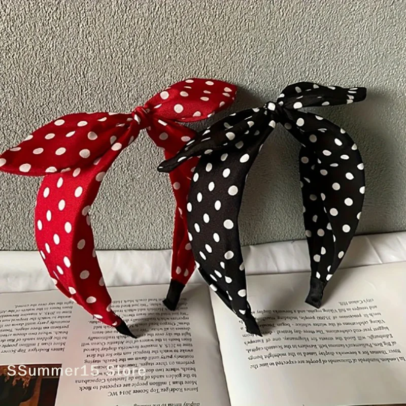 【R】Solid Color Fabric Polka Dot Bow Head Scarf Wire Headband For Temperament Wide Headband Fashion Girl's Makeup Hairband
【R】Solid Color Fabric Polka Dot Bow Head Scarf Wire Headband For Temperament Wide Headband Fashion Girl's Makeup Hairband