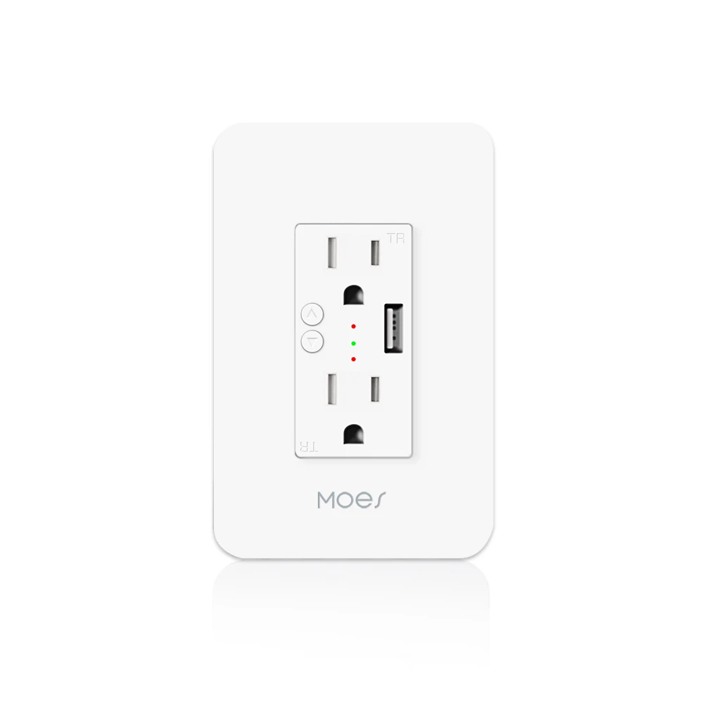 MOES Wifi Smart Wall Power Outlets Plug with 2 USB Socket Smart Life/Tuya APP Remote Control Anywhere Work Alexa Google Home