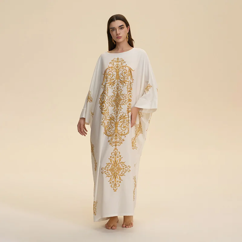 Gorgeous And Fashionable Printed Middle Eastern Women's Long Robe That Can Be Worn Externally With Four Sides Bouncing
Gorgeous And Fashionable Printed Middle Eastern Women's Long Robe That Can Be Worn Externally With Four Sides Bouncing