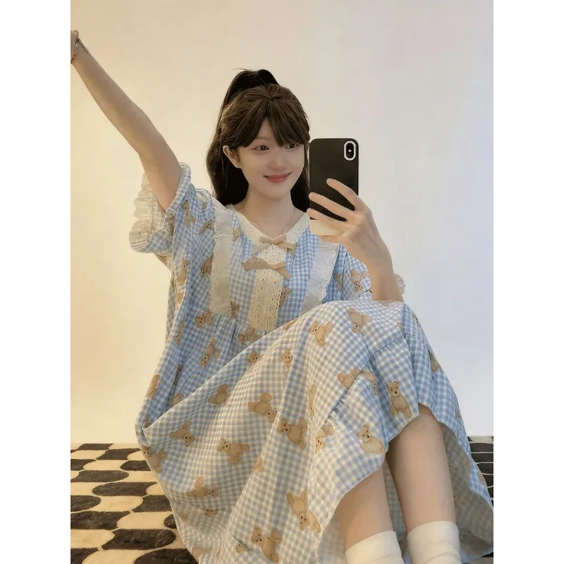 Women's Summer Plus Size Nightgown Short Sleeve Pullover Sleepwear Big Size Comfortable Casual Elegant Homewear Korean Fashion
Women's Summer Plus Size Nightgown Short Sleeve Pullover Sleepwear Big Size Comfortable Casual Elegant Homewear Korean Fashion