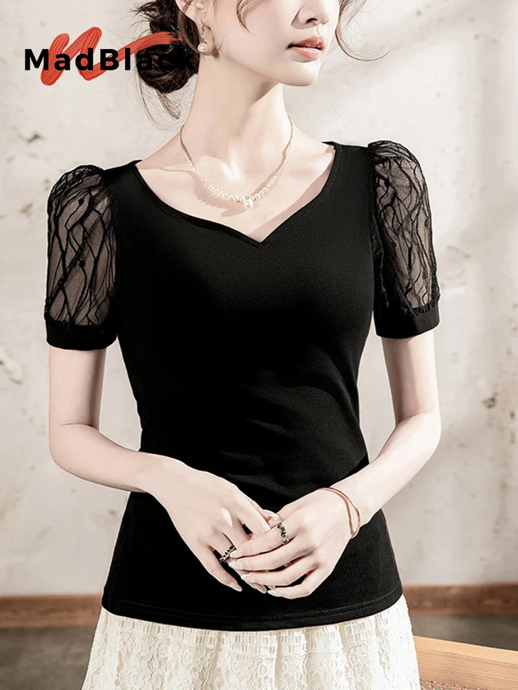 MadBlack-Women's European T-Shirt, Sexy V Neck Lace Patchwork, Streetwear Puff Sleeve Slim S-3XL Tee, 2025 Summer New T56405CC
MadBlack-Women's European T-Shirt, Sexy V Neck Lace Patchwork, Streetwear Puff Sleeve Slim S-3XL Tee, 2025 Summer New T56405CC