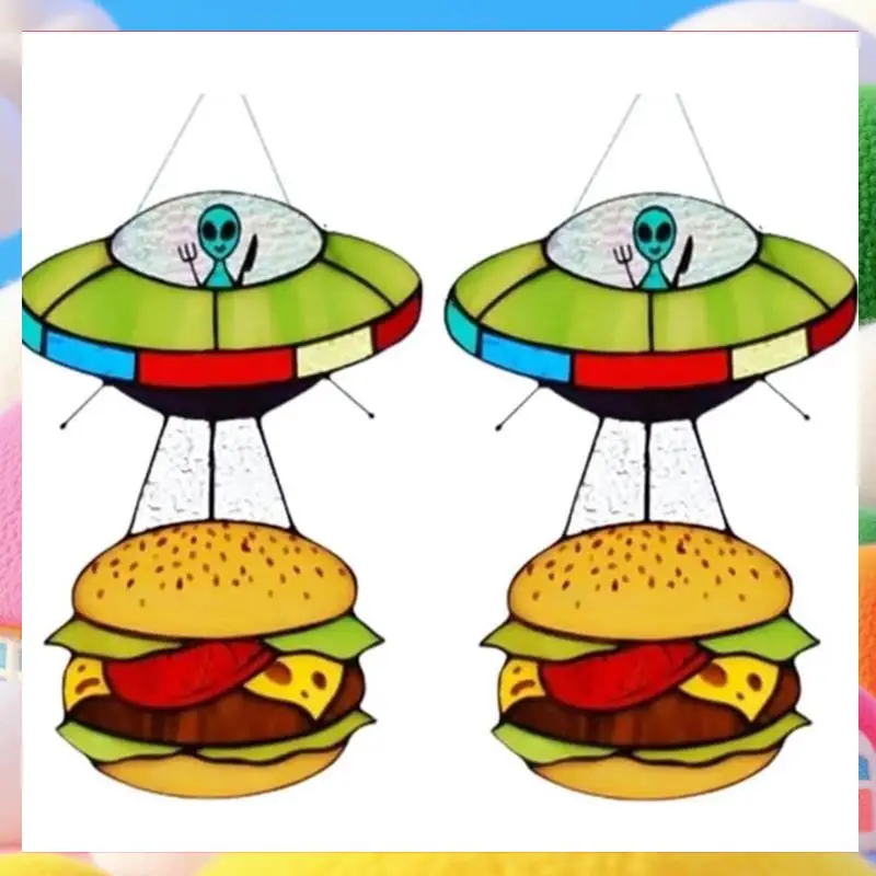 2PCS UFO Abduction A Hamburger Stained Glass Suncatcher UFO Hamburger Hanging Glass Suncatcher-ABUA
2PCS UFO Abduction A Hamburger Stained Glass Suncatcher UFO Hamburger Hanging Glass Suncatcher-ABUA