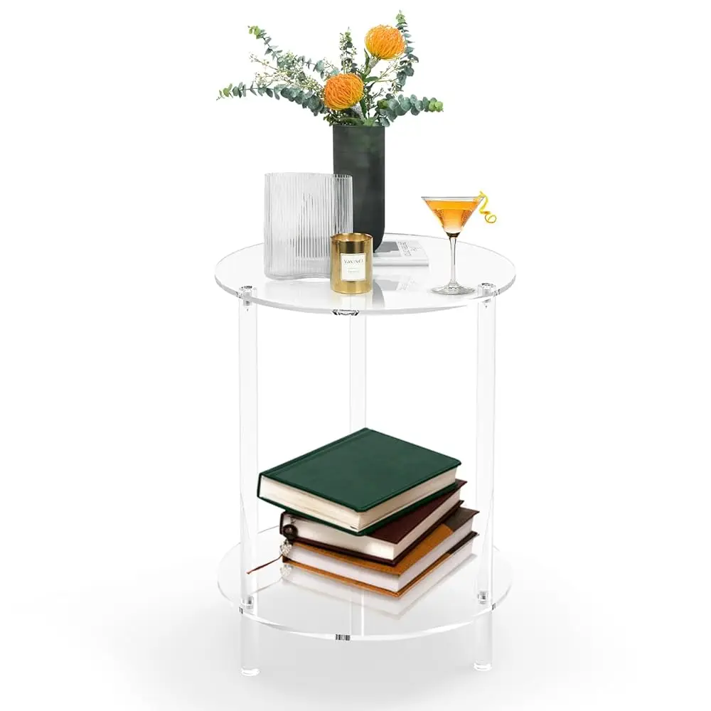 Clear Acrylic Round Side Table for Small Spaces, Acrylic Clear Coffee/End/Bedside Table,2-Tier Acrylic Nightsand/Furniture f
Clear Acrylic Round Side Table for Small Spaces, Acrylic Clear Coffee/End/Bedside Table,2-Tier Acrylic Nightsand/Furniture f