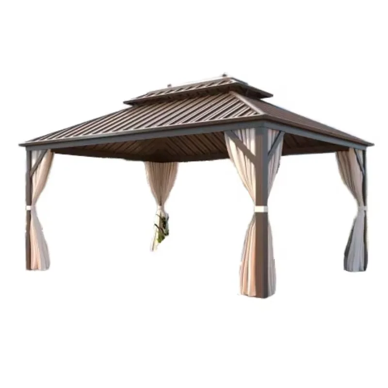 Outdoor aluminum alloy hardtop terrace gazebo with double roof waterproof gazebo with mosquito net curtains
Outdoor aluminum alloy hardtop terrace gazebo with double roof waterproof gazebo with mosquito net curtains