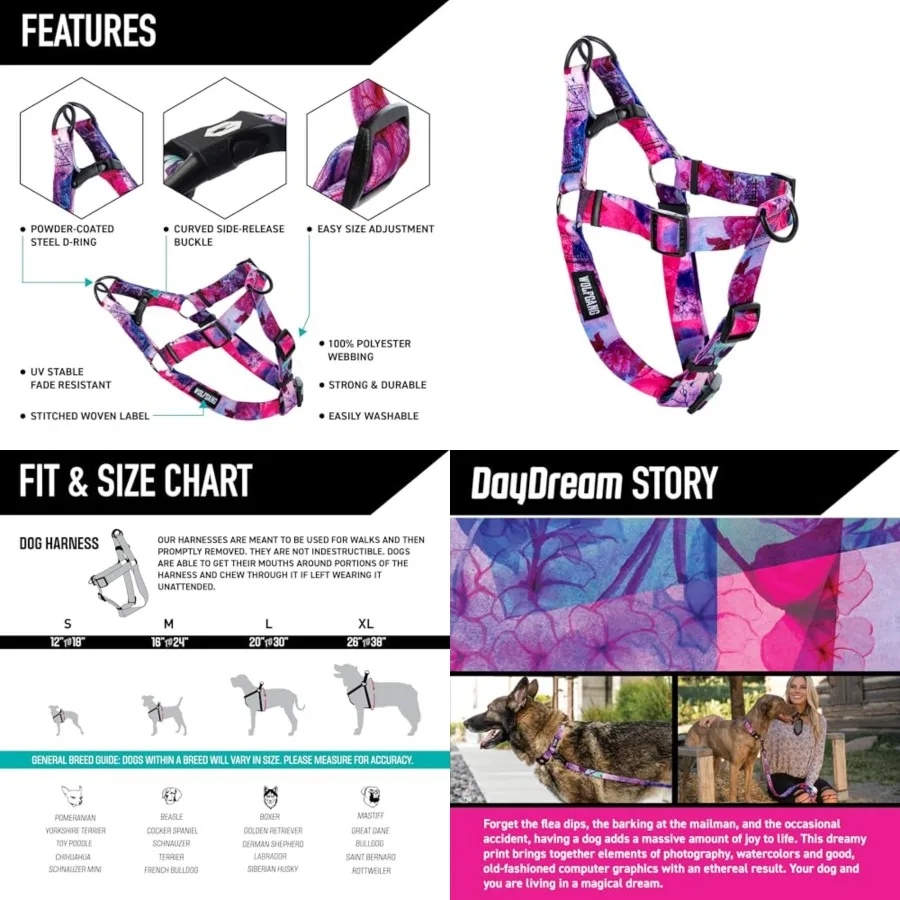 Wolfgang Heavy Duty Adjustable Dog Harness, Pull-Tested to Over 800 lbs for Walkg and Trag, Daydream Prt
Wolfgang Heavy Duty Adjustable Dog Harness, Pull-Tested to Over 800 lbs for Walkg and Trag, Daydream Prt