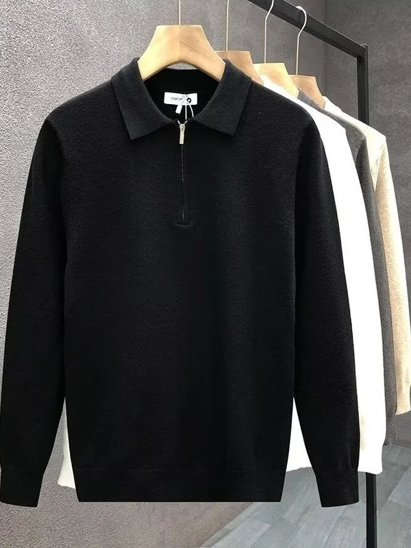 High Quali Simple White f Zipper Collared Men's Sweater Thin Knitted irt Faionable Plain Board irt for Youth
High Quali Simple White f Zipper Collared Men's Sweater Thin Knitted irt Faionable Plain Board irt for Youth