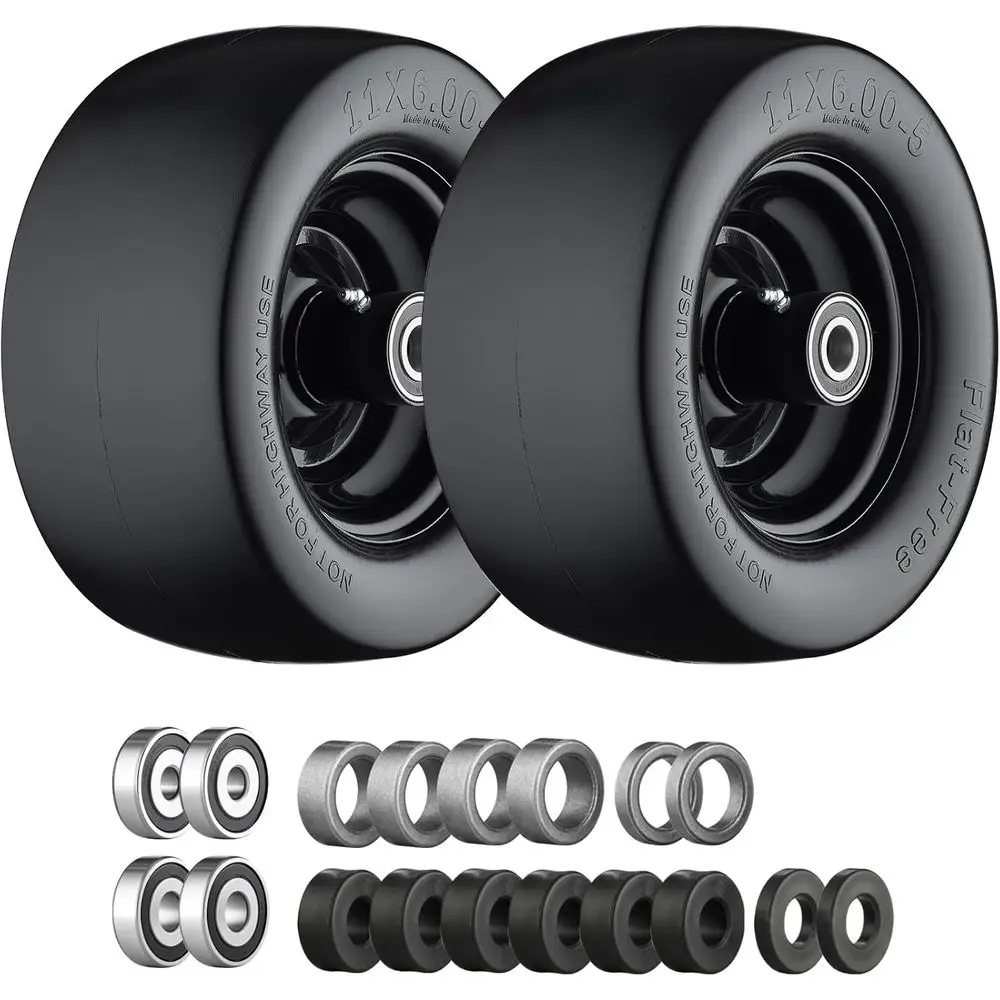 Pair of 11x6.00-5 Non-Pneumatic Tires for Zero Turn Mowers, 3/4 to 1/2 Bearings, 5.2-8.3 Hub, 400lbs Load
Pair of 11x6.00-5 Non-Pneumatic Tires for Zero Turn Mowers, 3/4 to 1/2 Bearings, 5.2-8.3 Hub, 400lbs Load