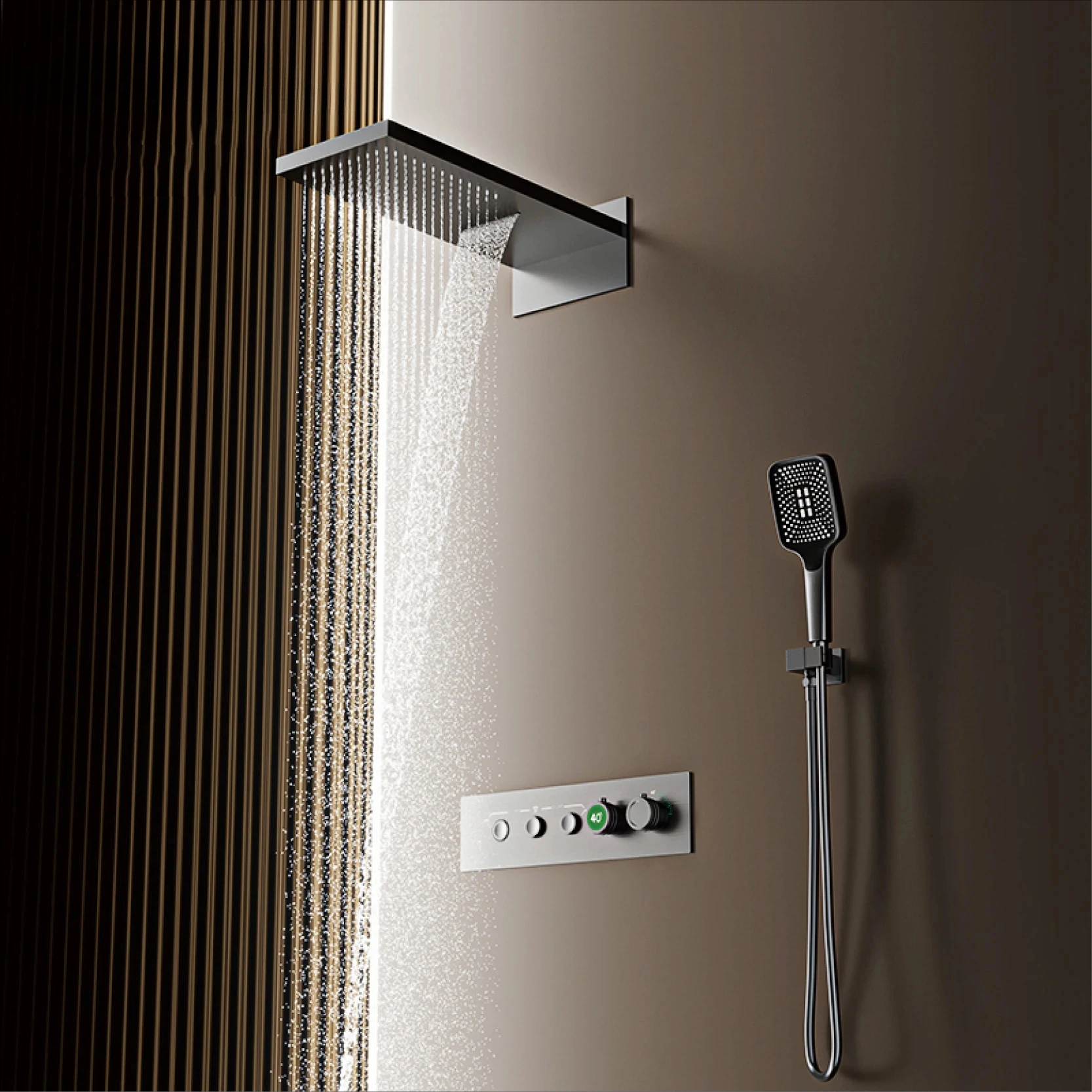Luxury black brass wall mounted thermostatic shower system Simple embedded design for hot and cold water 3-function bathroom Tap
Luxury black brass wall mounted thermostatic shower system Simple embedded design for hot and cold water 3-function bathroom Tap