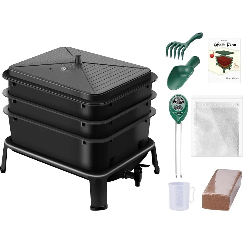 3-Tray Worm Composter, 32QT Worm Farm with Compost Worms Starter Kit for Indoor & Outdoor Vermicomposting, Worm Bin fo
3-Tray Worm Composter, 32QT Worm Farm with Compost Worms Starter Kit for Indoor & Outdoor Vermicomposting, Worm Bin fo