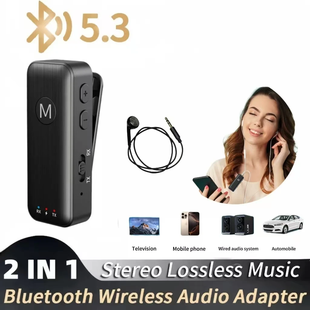 5.3 Lapel Bluetooth audio receiver transmitter AUX3.5mm jack Headphone cable Car TV Projector PC Headphone speaker hands-free
5.3 Lapel Bluetooth audio receiver transmitter AUX3.5mm jack Headphone cable Car TV Projector PC Headphone speaker hands-free