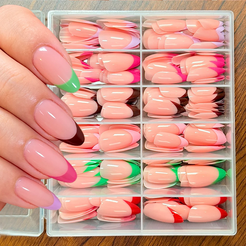 288Pcs/box Candy French Pink Almond Press On Nails Acrylic Glossy Women False Nail Tips Full Cover Soft Gel Fake Nail Patches*_#
288Pcs/box Candy French Pink Almond Press On Nails Acrylic Glossy Women False Nail Tips Full Cover Soft Gel Fake Nail Patches*_#