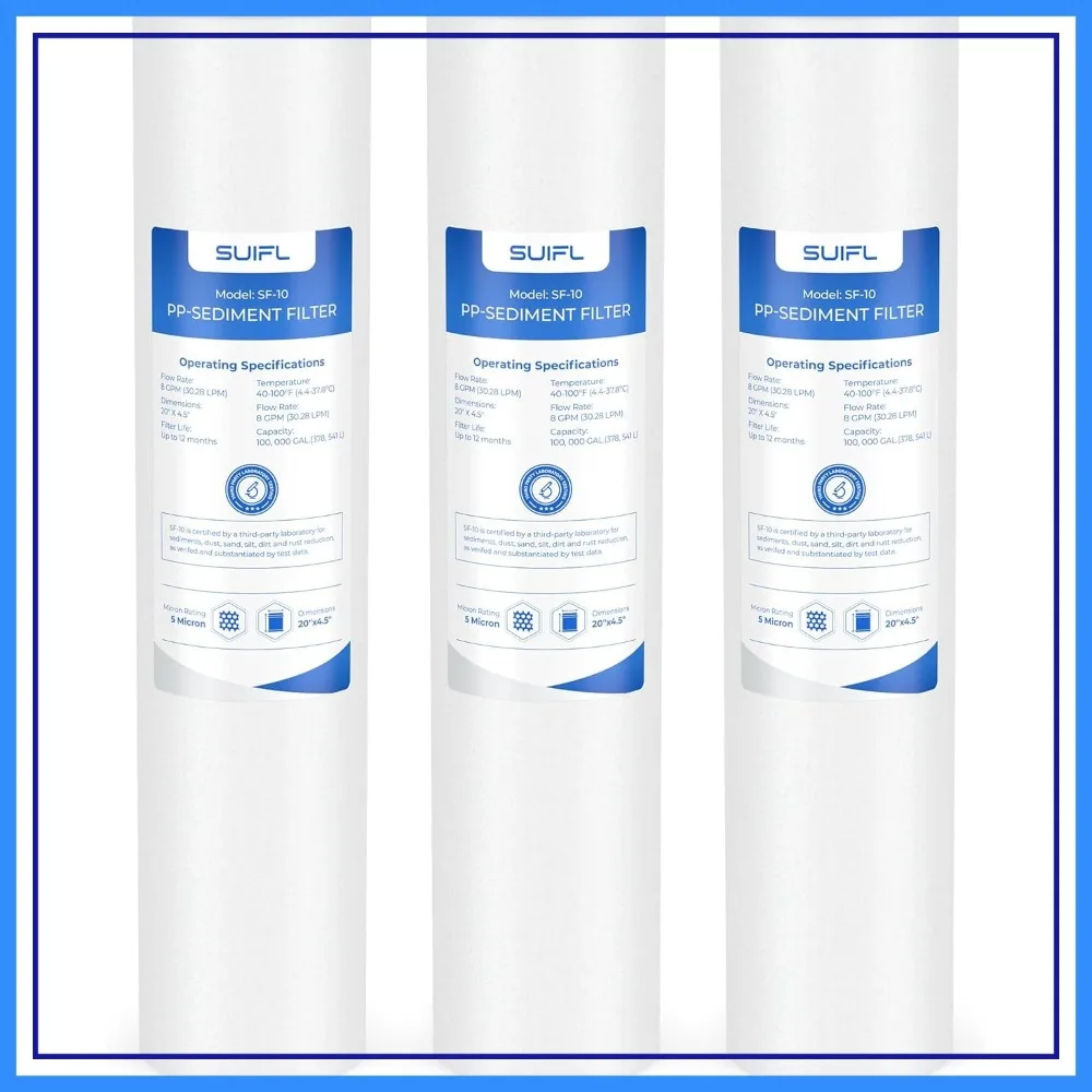 5 Micron 20 x 4.5 Big Blue Whole House Sediment Filter Cartridge, Compatible with iSpring, Aquasana, Home Master, GeekPure, Pentair, 3 Pack
5 Micron 20 x 4.5 Big Blue Whole House Sediment Filter Cartridge, Compatible with iSpring, Aquasana, Home Master, GeekPure, Pentair, 3 Pack