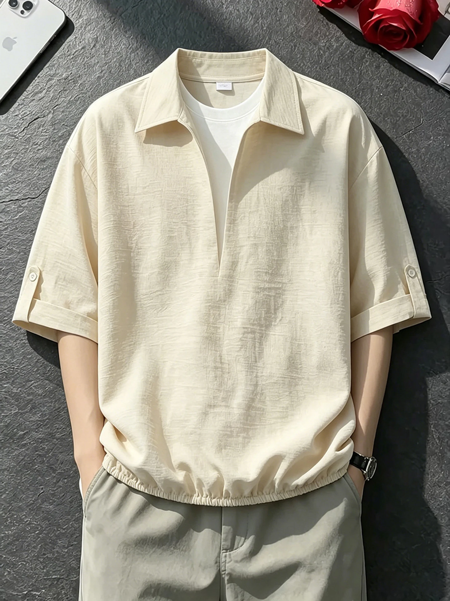 Loose Fit V-Neck Short Sleeve Ice Silk Shirt Men's Summer Casual Fashion Polyester Fiber CleanFit Youth Popular Daily Wear
Loose Fit V-Neck Short Sleeve Ice Silk Shirt Men's Summer Casual Fashion Polyester Fiber CleanFit Youth Popular Daily Wear