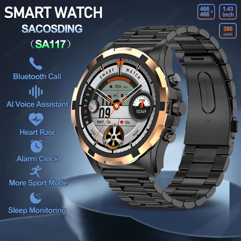 SACOSDING SA117 Smart Watch Always On Display NFC Bluetooth Call Voice Assistant 466*466 AMOLED Screen Sports Fitness Smartwatch
SACOSDING SA117 Smart Watch Always On Display NFC Bluetooth Call Voice Assistant 466*466 AMOLED Screen Sports Fitness Smartwatch