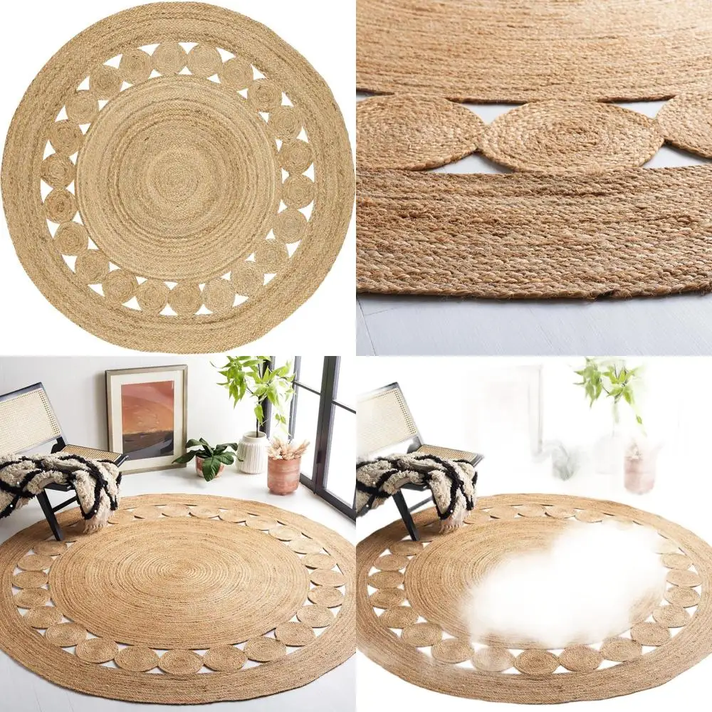 4' Round Natural Brown Handmade Jute Rug, Boho Farmhouse Braided Style
4' Round Natural Brown Handmade Jute Rug, Boho Farmhouse Braided Style