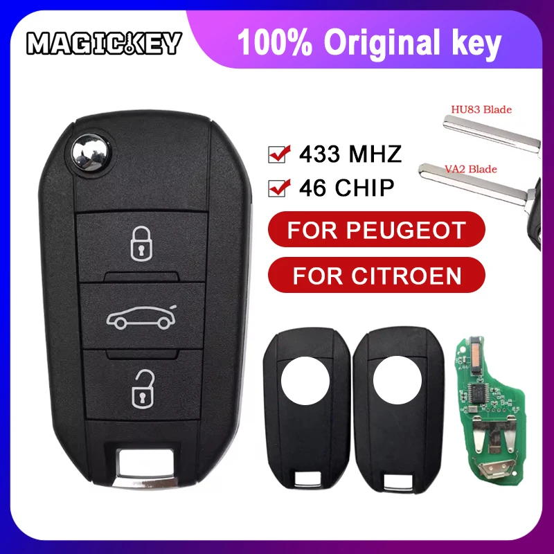 100% Original Key OEM Flip Remote Car Key 46 Chip 433Mhz For Citroen C-Elysee C4-Cactus Peugeot 208 2008 301 308 508 5008
100% Original Key OEM Flip Remote Car Key 46 Chip 433Mhz For Citroen C-Elysee C4-Cactus Peugeot 208 2008 301 308 508 5008
