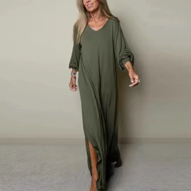 Spring Simple Casual Long Sleeve Loose Basic Dress Ladies Fashion Vestidos A-Line Long Party Dress Solid Color Muslim For Women
Spring Simple Casual Long Sleeve Loose Basic Dress Ladies Fashion Vestidos A-Line Long Party Dress Solid Color Muslim For Women